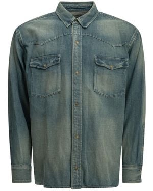 A.PRESSE Vintage Western Denim Shirt - Green