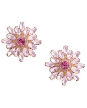 Self-Portrait Embellished Flower Earrings - Pink