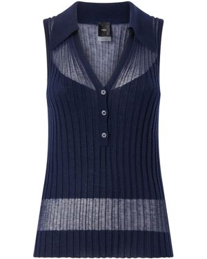 Pinko Ribbed Polo Vest Top - Blue