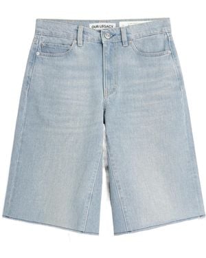 Our Legacy Raw-Hem Denim Bermuda Shorts - Blue
