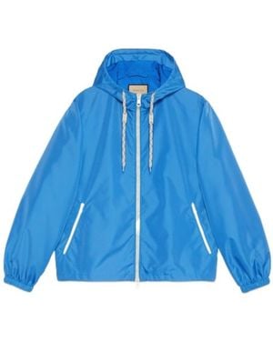 Gucci Hooded Zip-Up Jacket - Blue
