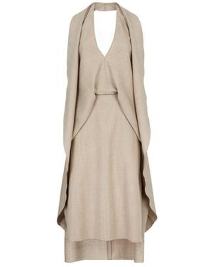 Fendi Draped Cape Detailed Backless Dress - Natural