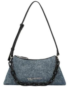 KARL LAGERFELD Denim Chain Shoulder Bag - Blue