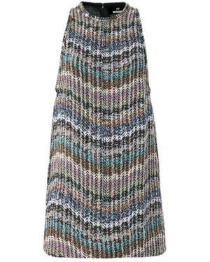 Missoni Chevron Knit Mini Dress With Sequins - Gray