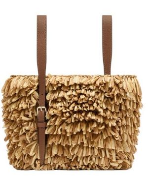 Valextra Soft Wavy Raffia Bucket Bag - Natural