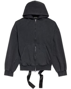 Balenciaga Lace-Up Back Zip Hoodie in Blue | Lyst