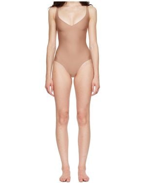 Skims Deep V Thong Bodysuit - Natural