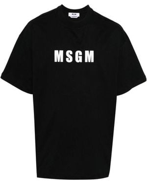 MSGM Logo-Print Cotton T-Shirt - Black
