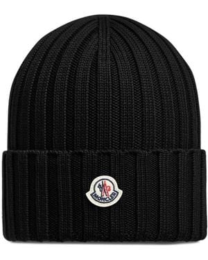 Moncler Logo Wool Beanie - Black
