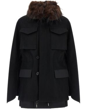 Sacai Long-Sleeved Coat - Black