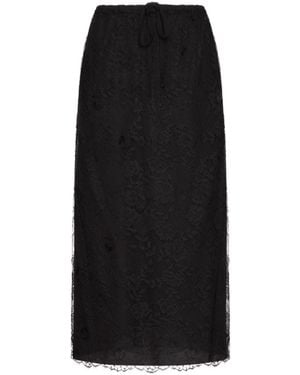 Valentino Lace Midi Skirt - Black