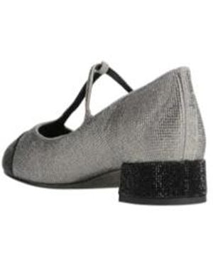 Tory Burch Round-Toe Block-Heel Shoes - Gray