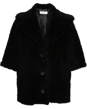 Max Mara Single-Breasted Teddy Coat - Black
