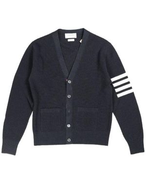 Thom Browne V-Neck Striped Cardigan - Blue