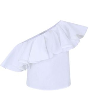 Giambattista Valli Ruffled One-Shoulder Top - Blue