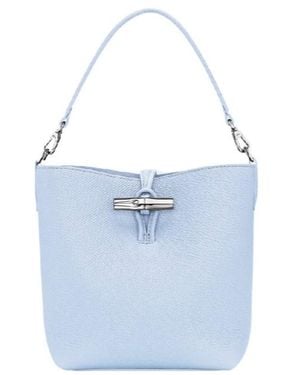 Longchamp Mini Le Roseau Leather Shoulder Bag - Blue