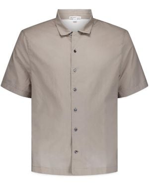 James Perse Short-Sleeves Buttoned Poplin Shirt - Grey