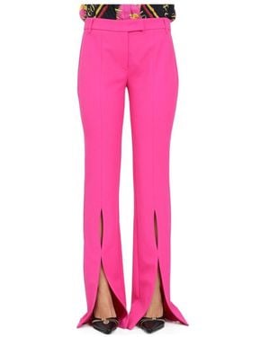 Versace Jeans Couture Couture Logo-Lettering Front-Slits Flared Pants - Pink