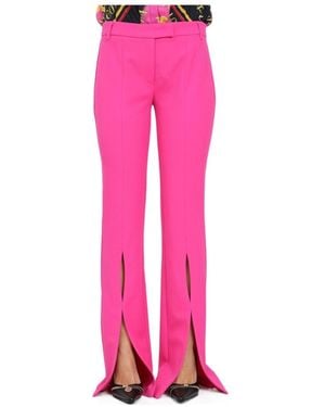 Versace Jeans Couture Couture Logo-Lettering Front-Slits Flared Pants - Pink