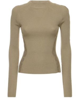 Dion Lee Rib Knit Wool Round Neck Sweater - Green