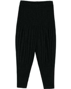 Homme Plissé Issey Miyake Homme Plissé Issey Miyake Pleated Cropped Trousers - Black
