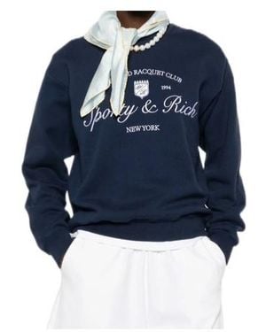 Sporty & Rich Long-Sleeved Crew Neck Sweatshirt - Blue