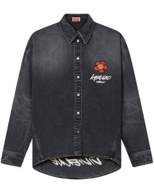 KENZO X Futura 2000' Embroidered Workwear Shirt - Blue