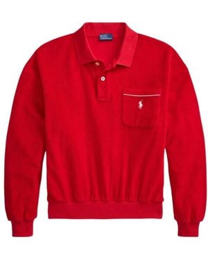 Polo Ralph Lauren Pocket Long Sleeve Polo Top - Red