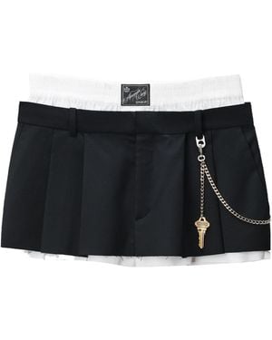 Alexander Wang Double-Pleated Raw-Cut Hem Skirt - Black