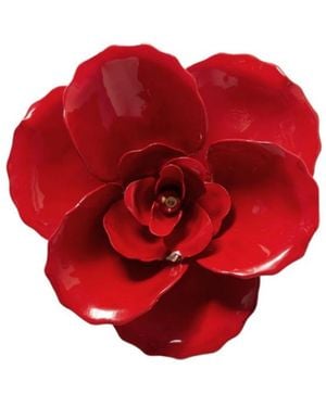 Jennifer Behr Handcrafted Golden Rose Brooch - Red