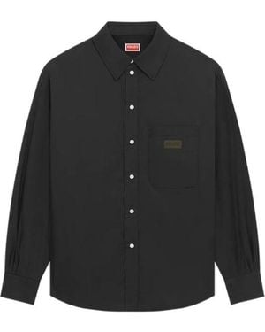 KENZO Logo Patch Buttoned Padded Shirt - Black