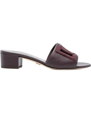 Dolce & Gabbana Cut-Out Logo Slides - Brown