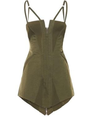 Dion Lee Ribbed Patchwork Mini Dress - Green