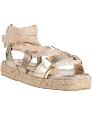 Max Mara Metallic Leather Sandals - Natural