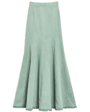 Max Mara Fluted Denim Maxi Skirt - Green
