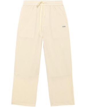 Autry Logo Printed Drawstring Joggers - Natural