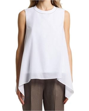 Peserico Asymmetric Embellished Sleeveless Top - White