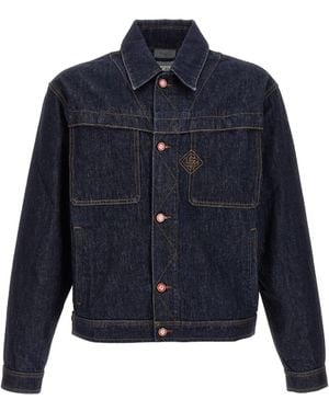 CASABLANCA Embroidered Logo Denim Jacket - Blue