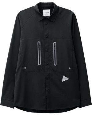 and wander Long-Sleeved Collared Shirt - Black