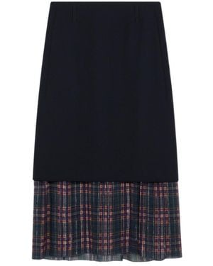Dries Van Noten Midi Skirt With Check Insert - Blue