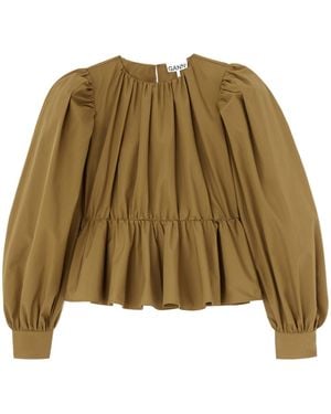 Ganni Long-Sleeved Shirt - Natural