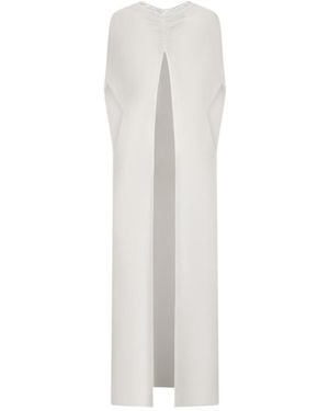 DARKPARK Ruched Cape Knitted Dress - White