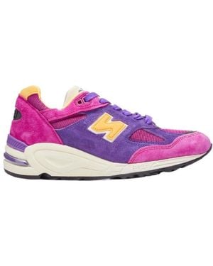 New Balance Logo-Patch Trainers - Purple