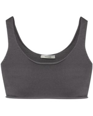 Entire studios Raw Knit Cropped Knitted Top - Grey
