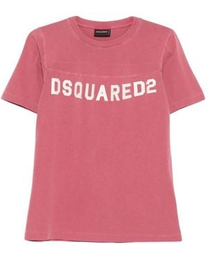 DSquared² Round-Neck Printed T-Shirt - Pink