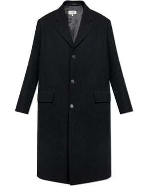 MM6 by Maison Margiela Straight Hem Buttoned Coat - Black