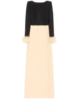 Valentino Cady Couture Long Dress With Feathers - Black