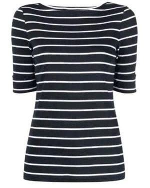 Ralph Lauren Lauren Horizontal-Stripe Boat-Neck Top - Black