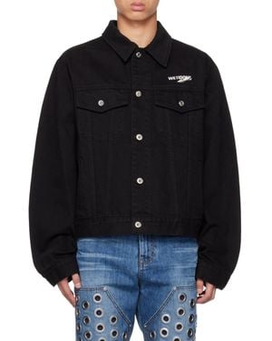 we11done Print Denim Jacket - Black