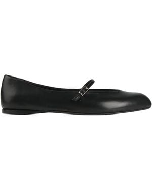 Max Mara Minimalist Leather Mary Jane Shoes - Black